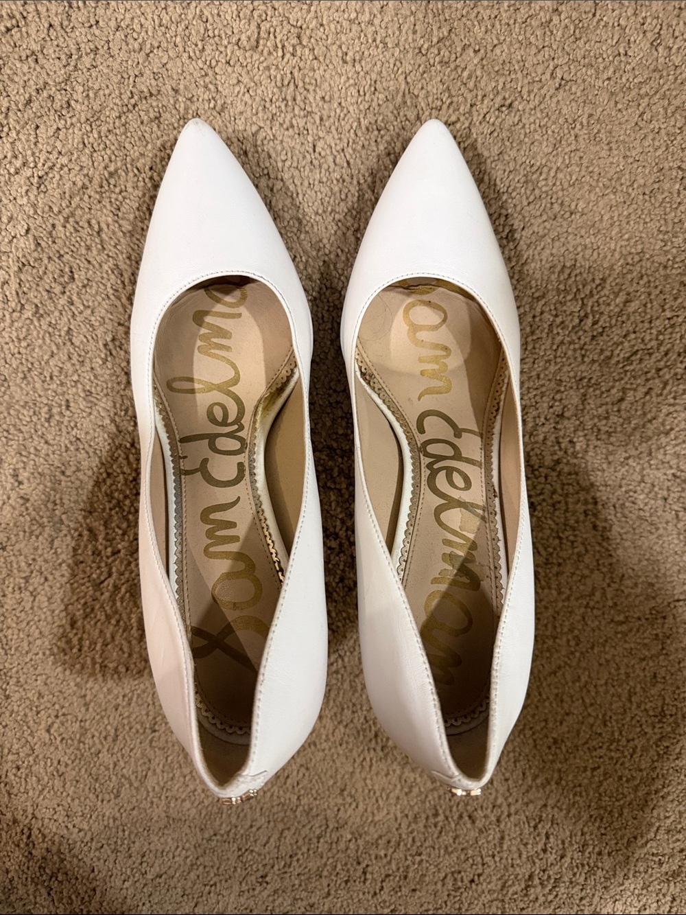 Sam Edelman White Pointed Toe 4 Inch Pumps
